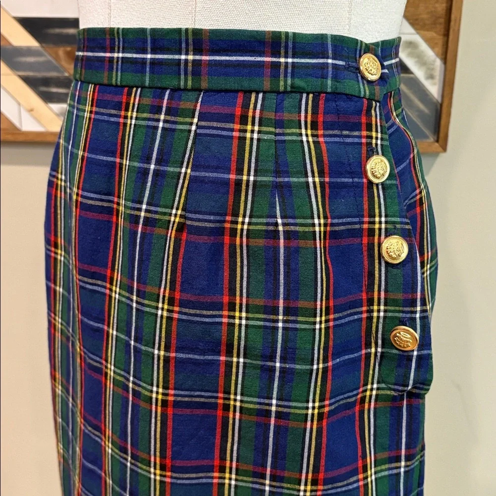 Ralph Lauren Blue and Green Plaid Pencil Skirt - Picture 4 of 14